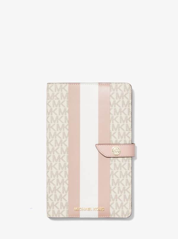 Damske Zápisník Michael Kors Medium Logo Stripe Ruzove - Doplnky Michael Kors Sleva | NRHOS-8320